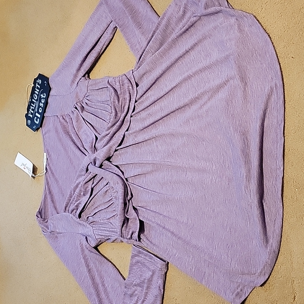 Rosegal Twist Front Tunic Top Purple 1X New Long Sleeve
